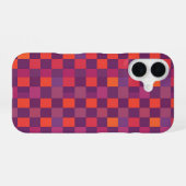 Coque iPhone 16 Purple and Red Checkered Geometric Pattern (Verso Horizontal)