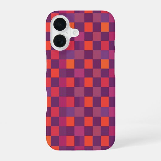 Coque iPhone 16 Purple and Red Checkered Geometric Pattern (Verso)