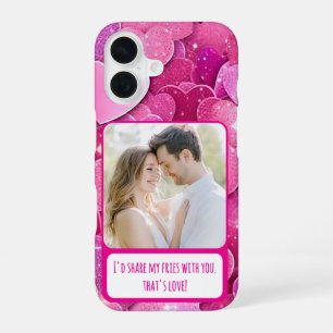 Coque iPhone 16 Purple Coeurs Roses Partager Mes Fries