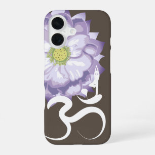 Coque iPhone 16 Purple Lotus Fleur Yoga & Om/Aum Zen Calligraphie