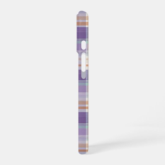 Coque iPhone 16 Purple Tartan Plaid Monogram Design (Côté gauche)