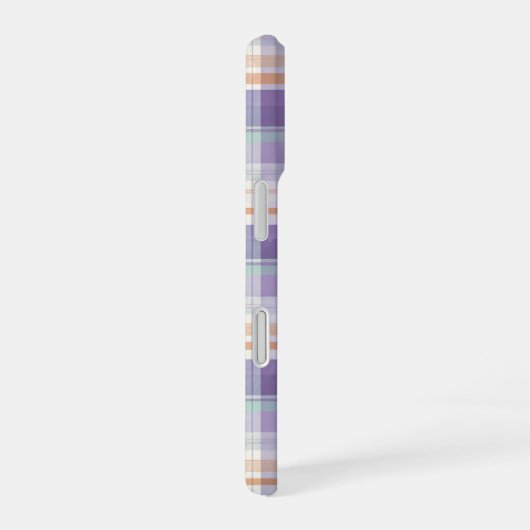 Coque iPhone 16 Purple Tartan Plaid Monogram Design (Côté droit)