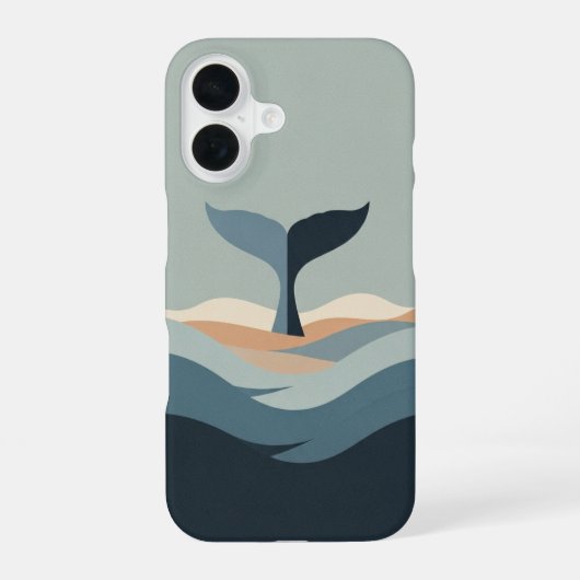 Coque iPhone 16 Queue de baleine rétro abstraite (Verso)