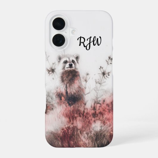 Coque iPhone 16 Raccoon Dans Le pré Rouge (Verso)