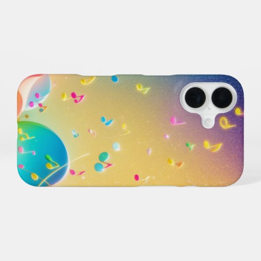 Coque iPhone 16 Rainbow Music Notes Pop Art Phone Case (Verso Horizontal)