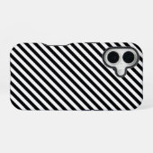 Coque iPhone 16 Rayures anglées noires et blanches (Verso Horizontal)