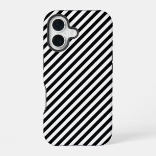 Coque iPhone 16 Rayures anglées noires et blanches
