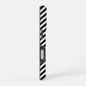 Coque iPhone 16 Rayures anglées noires et blanches (Côté droit)