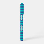 Coque iPhone 16 Rayures Bleu Crépuscule et Turquoise Foncé (Côté droit)