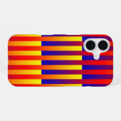 Coque iPhone 16 Rayures Bleu Rouge Jaune (Verso Horizontal)