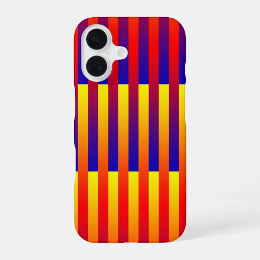 Coque iPhone 16 Rayures Bleu Rouge Jaune (Verso)