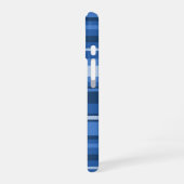 Coque iPhone 16 Rayures bleues Monogramme (Côté gauche)
