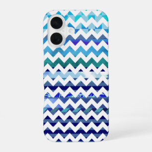 Coque iPhone 16 Rayures chevron motif bleu