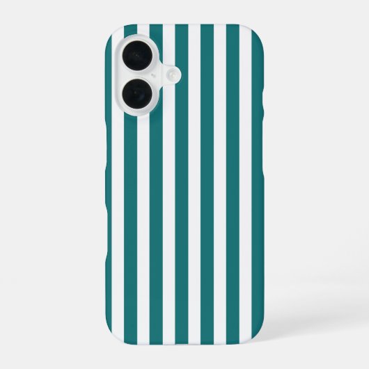 Coque iPhone 16 Rayures de bonbon sarcelle et blanc (Verso)