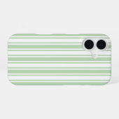 Coque iPhone 16 Rayures de bonbon vert clair et blanc (Verso Horizontal)