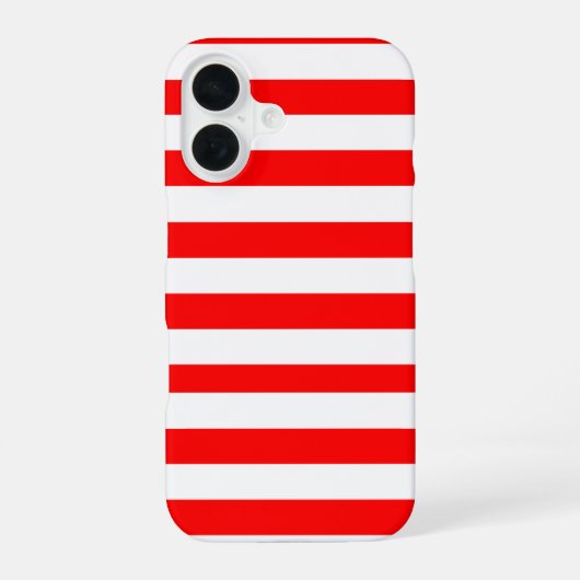 Coque iPhone 16 Rayures de cabane rouge et blanc  (Verso)