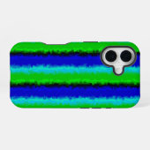 Coque iPhone 16 Rayures de verre brisé bleu vert (Verso Horizontal)