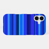 Coque iPhone 16 Rayures horizontales bleues (Verso Horizontal)
