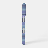 Coque iPhone 16 Rayures horizontales gris-bleu (Côté droit)