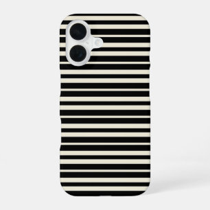 Coque iPhone 16 Rayures horizontales minimalistes noir et blanc