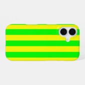 Coque iPhone 16 Rayures jaune citron et vert citron  (Verso Horizontal)
