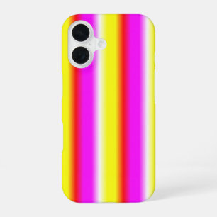 Coque iPhone 16 Rayures Jaune Rose Arc-en-ciel