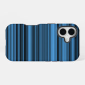 Coque iPhone 16 Rayures Noir Bleu (Verso Horizontal)