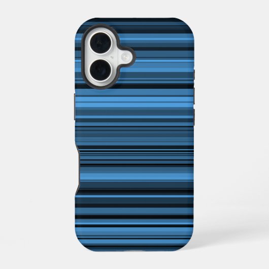 Coque iPhone 16 Rayures Noir Bleu (Verso)