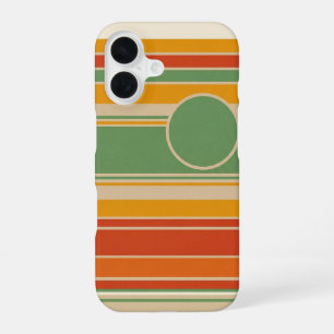 Coque iPhone 16 Rayures Rétro avec Cercle