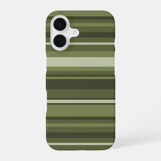 Coque iPhone 16 Rayures vert olive (Verso)