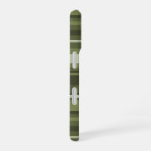 Coque iPhone 16 Rayures vert olive Monogramme (Côté droit)