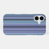 Coque iPhone 16 Rayures verticales bleu-gris (Verso Horizontal)