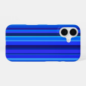 Coque iPhone 16 Rayures verticales bleues (Verso Horizontal)