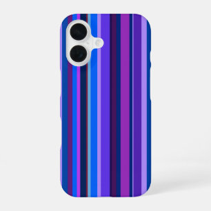 Coque iPhone 16 Rayures verticales bleues et violettes