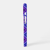 Coque iPhone 16 Rayures zigzagées bleues et violettes (Côté gauche)