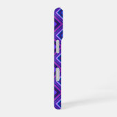 Coque iPhone 16 Rayures zigzagées bleues et violettes (Côté droit)