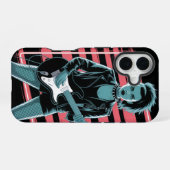 Coque iPhone 16 Rebellious Rock Star: Female Guitarist in Leather (Verso Horizontal)