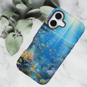 Coque iPhone 16 Récif corallien sous-marin tropical ensoleillé