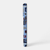 Coque iPhone 16 Rectangles rétro bleus et gris (Côté gauche)