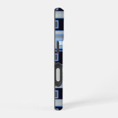 Coque iPhone 16 Rectangles rétro bleus et gris (Côté droit)