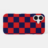 Coque iPhone 16 Red & Navy Checkerboard Phone Case (Verso Horizontal)