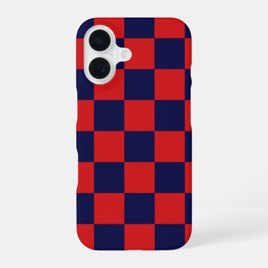 Coque iPhone 16 Red & Navy Checkerboard Phone Case (Verso)