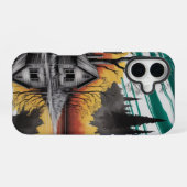 Coque iPhone 16 Réflexion Cabine coucher de soleil - Moody Nature (Verso Horizontal)