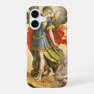 Coque iPhone 16 Religieux Vintage, Saint Michel vainc Lucifer