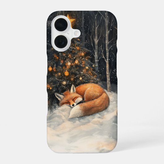 Coque iPhone 16 Renard couché Whimsical Noël rustique (Verso)
