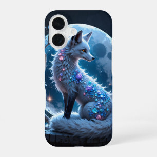 Coque iPhone 16 Renard de cristal éclairé par la lune – Gardien de