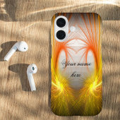 Coque iPhone 16 Résumé éclair, orange et noir