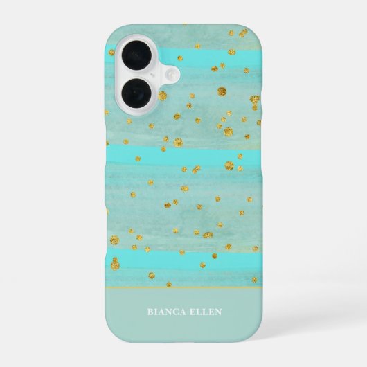 Coque iPhone 16 Résumé Vert Or (Verso)