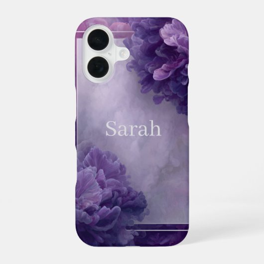 Coque iPhone 16 Résumé Violet, Lignes Blanches (Verso)