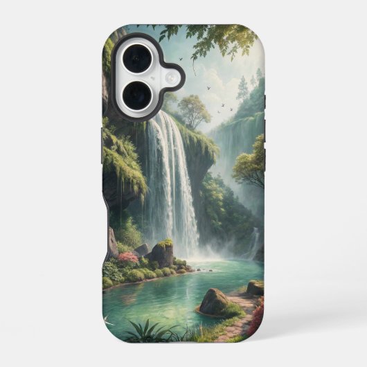 Coque iPhone 16 Retraite de la Cascade Enchantée (Verso)
